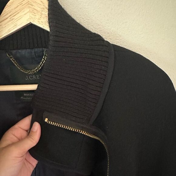 J Crew Black Double Cloth Cocoon Patch Pocket Peacoat Wool Blend Coat Size 8 - Picture 8 of 11
